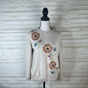 Vintage Alfred Dunner Floral Embroidered Beaded Grandmacore Sweater